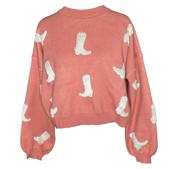 NWT Simply Southern Women’s Cowboy Boot Cropped Sweater. Size Large - Picture 1 of 8